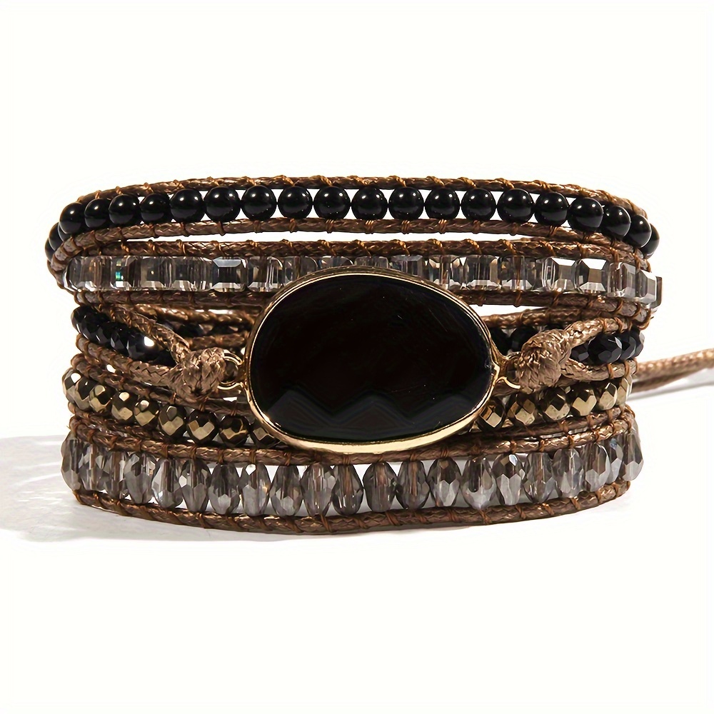 Bohemian Style Stone Beaded Bracelet Adjustable Wrap